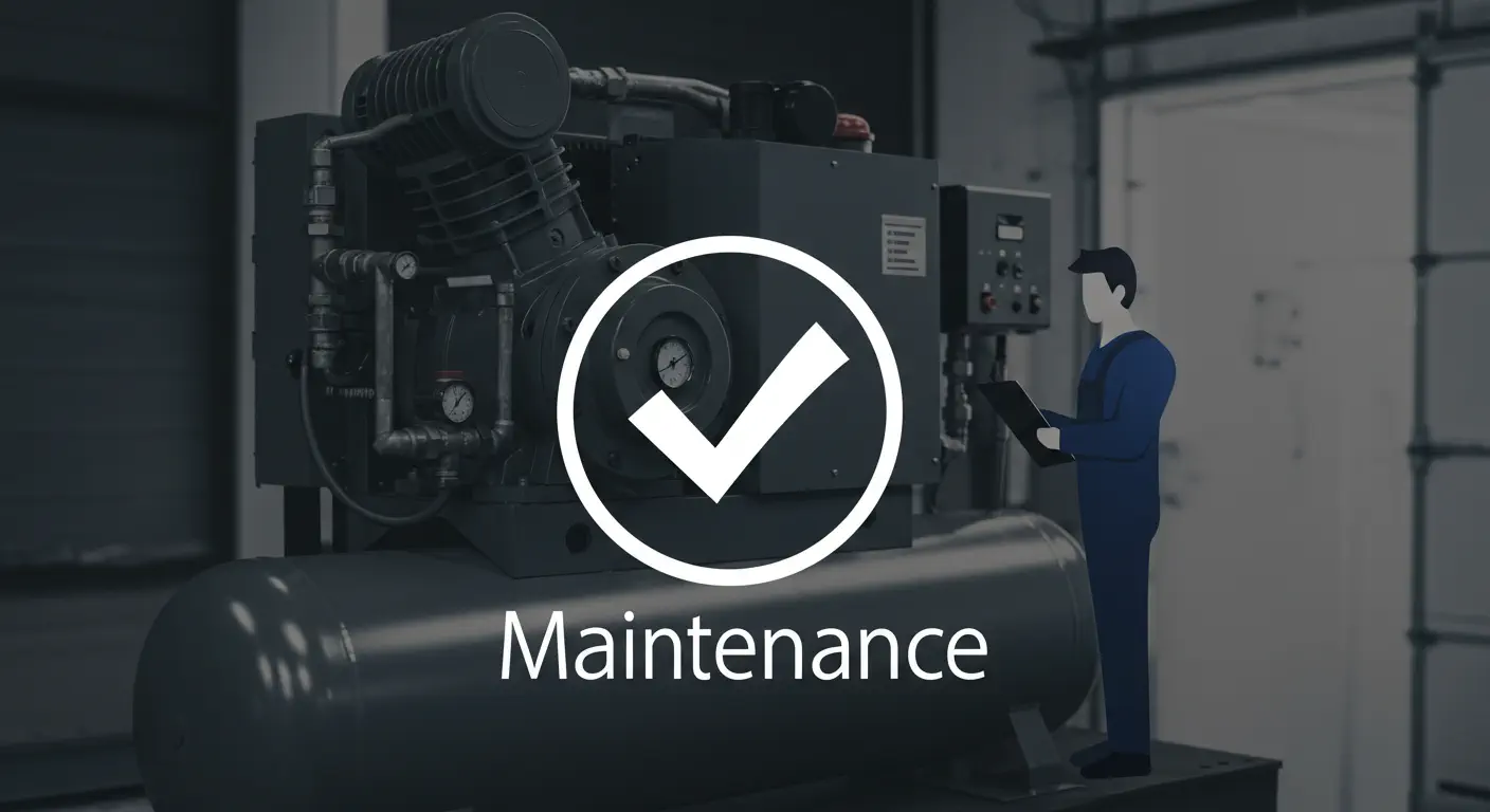 Technician checking air compressor for preventative maintenance